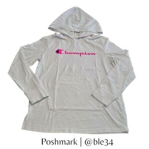*SALE* Girl's Champion White Hoodie W/ Pink Logo